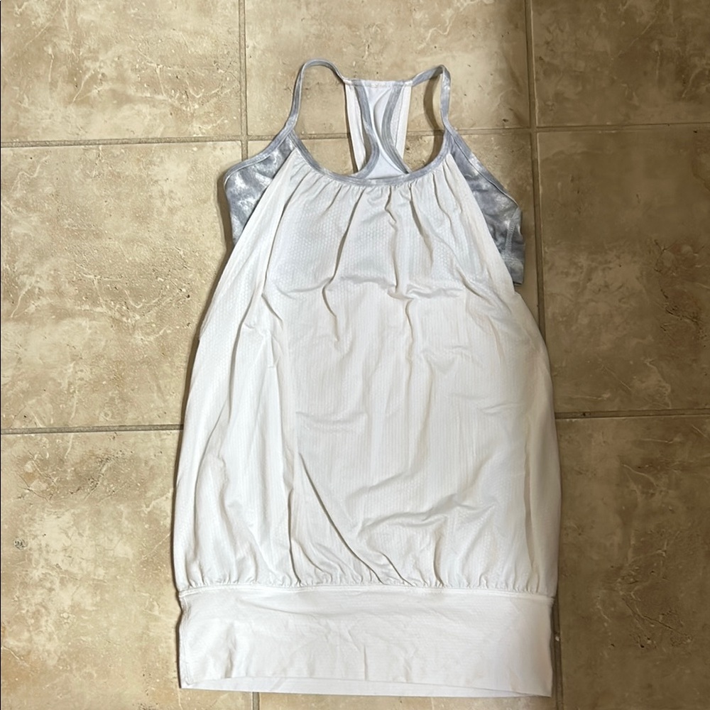 lululemon athletica White and Gray Tank Top size 4